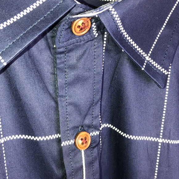 COOFANDY Men's Navy Blue Window Pane Button Down Shirt ~Sz XXXL - Picture 4 of 15